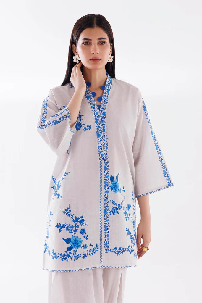 SS26BSP035P2T | Spring Summer '26 - Stitched Printed Slub Shirt + Shalwar | SANA SAFINAZ