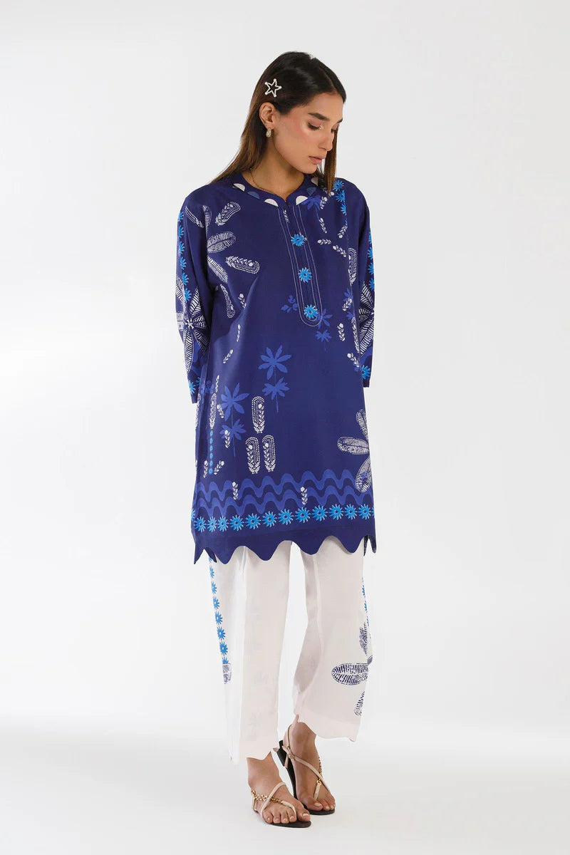 SS26BSP112P2T | Spring Summer '26 - Stitched Printed Viscose Shirt + Culotte | SANA SAFINAZ (RTS)