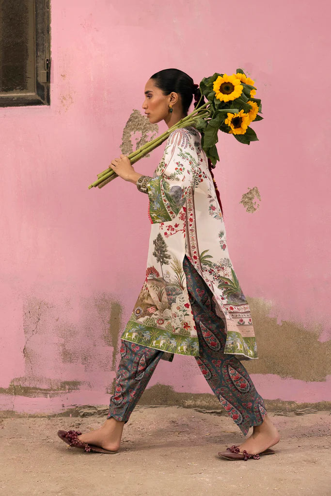 SS26BSP119P2T | Spring Summer '26 - Stitched Printed Viscose Shirt + Culotte | SANA SAFINAZ