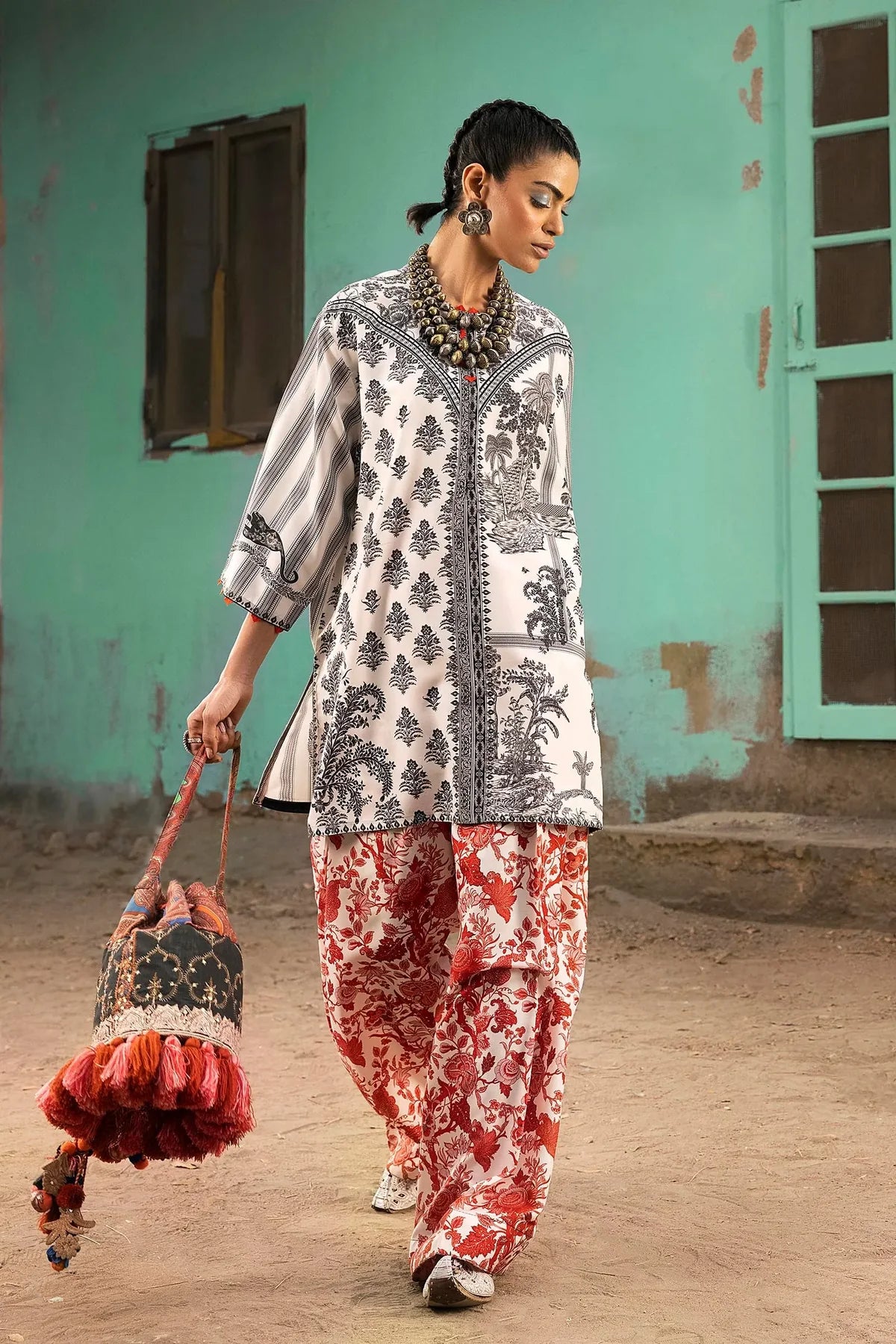 SS26BSP120P2T | Spring Summer '26 - Stitched Printed Viscose Shirt + Shalwar | SANA SAFINAZ (RTS)