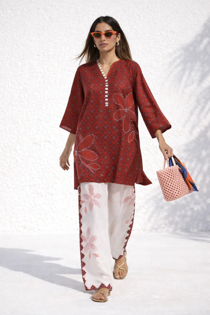 SS26BSP126P2T | Spring Summer '26 - Stitched Printed Viscose Shirt + Shalwar | SANA SAFINAZ