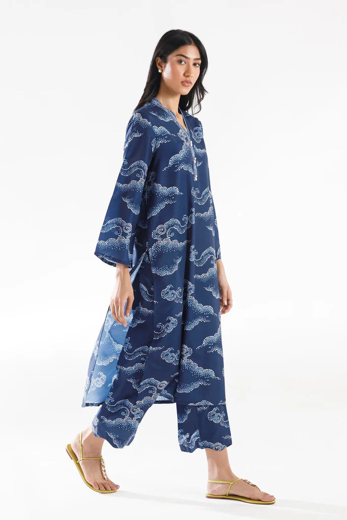 SS26BSP130P2T | Spring Summer '26 - Stitched Printed Viscose Shirt + Culotte | SANA SAFINAZ