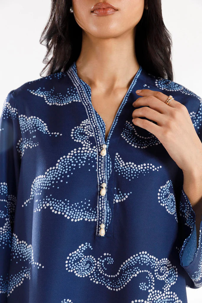 SS26BSP130P2T | Spring Summer '26 - Stitched Printed Viscose Shirt + Culotte | SANA SAFINAZ