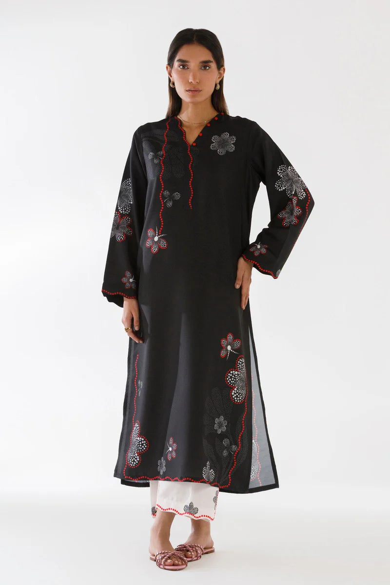 SS26BSP190P2T | Spring Summer '26 - Stitched Printed Viscose Shirt + Culotte | SANA SAFINAZ