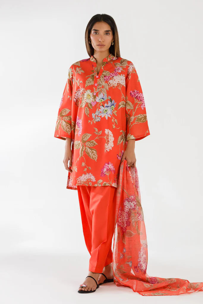 SS26MHY102AP3 | Spring Summer '26 - Stitched Printed Viscose Shirt + Culotte | SANA SAFINAZ