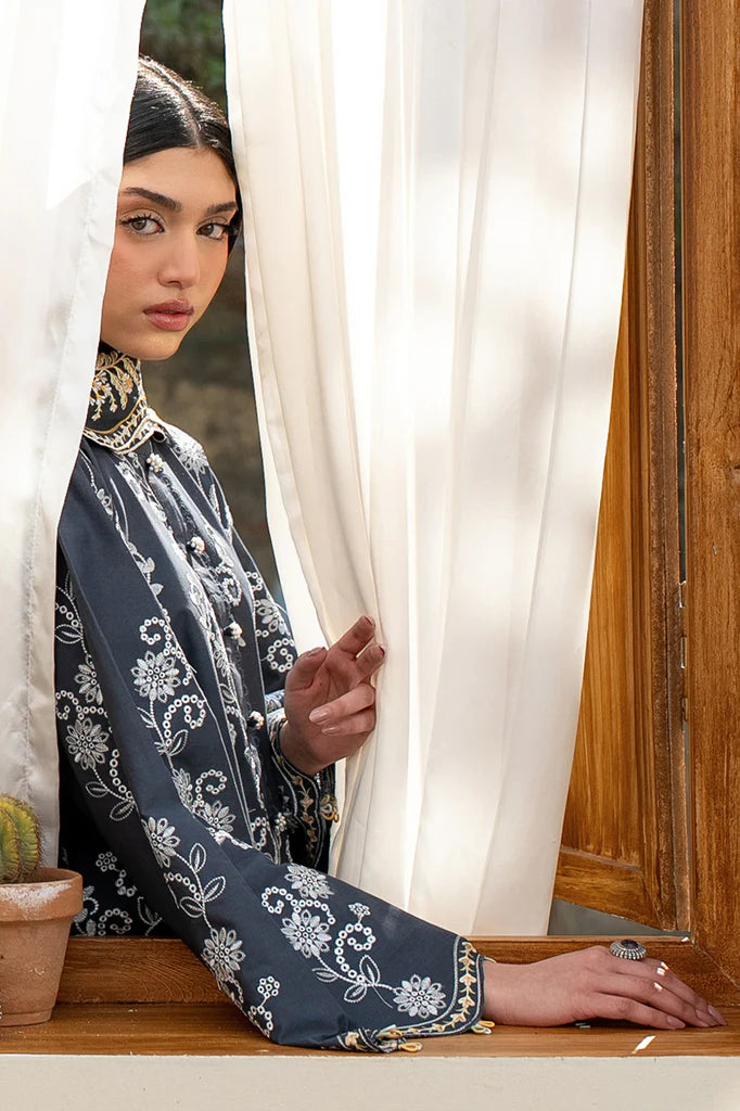 OMBRE BLUE-3PC EMBROIDERED LAWN SUIT | Cross Stitch