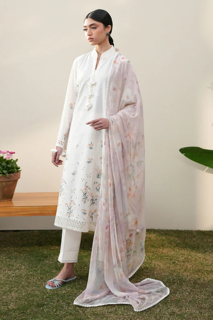 PRISTINE IVORY-3PC EMBROIDERED LAWN SUIT | Cross Stitch