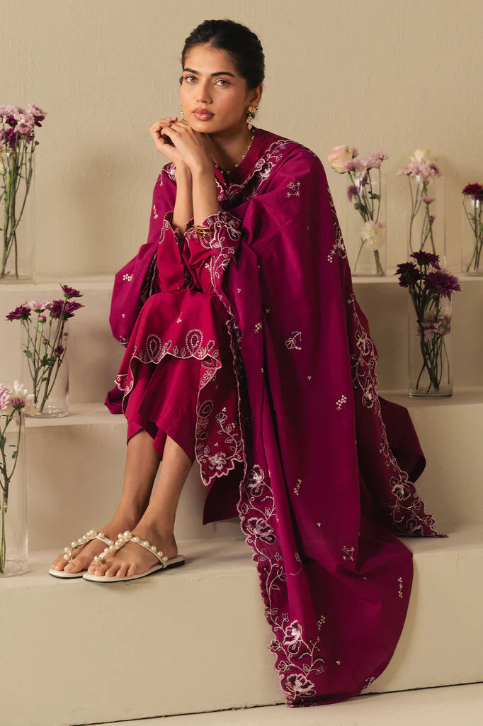 CHERRIES JUBILEE-2PC (SHIRT & DUPATTA) | EXCLUSIVE PRET | Cross Stitch