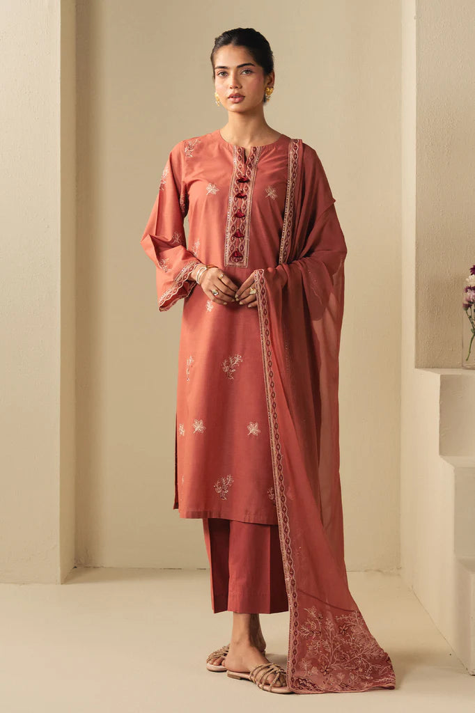 VINTAGE ROSE-2PC (SHIRT & DUPATTA) | EXCLUSIVE PRET | Cross Stitch