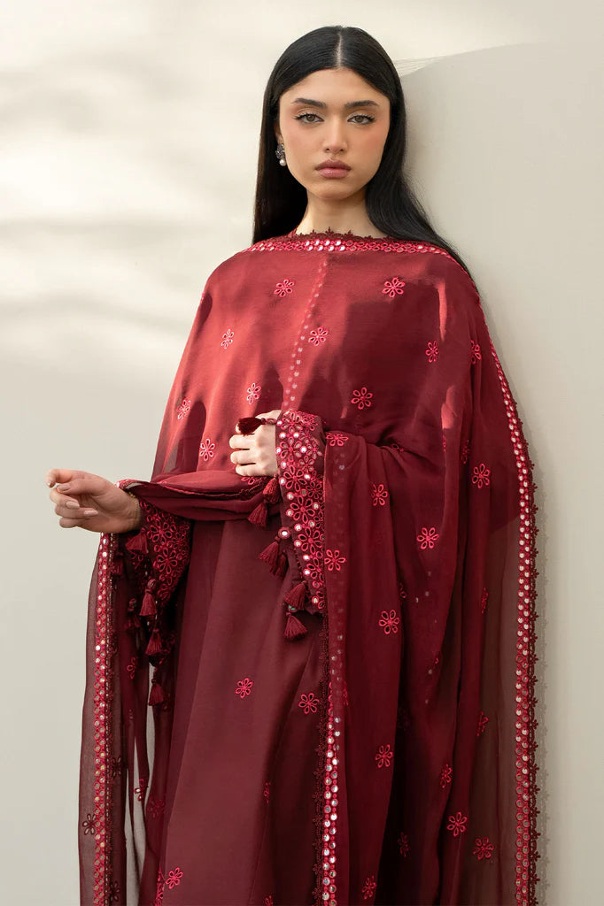 WINDSOR RED-3PC EMBROIDERED LAWN SUIT | Cross Stitch