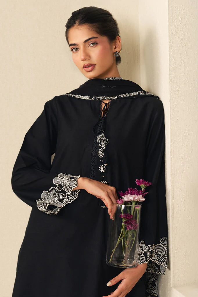 LUXE NOIR-2PC (SHIRT & DUPATTA) | EXCLUSIVE PRET | Cross Stitch