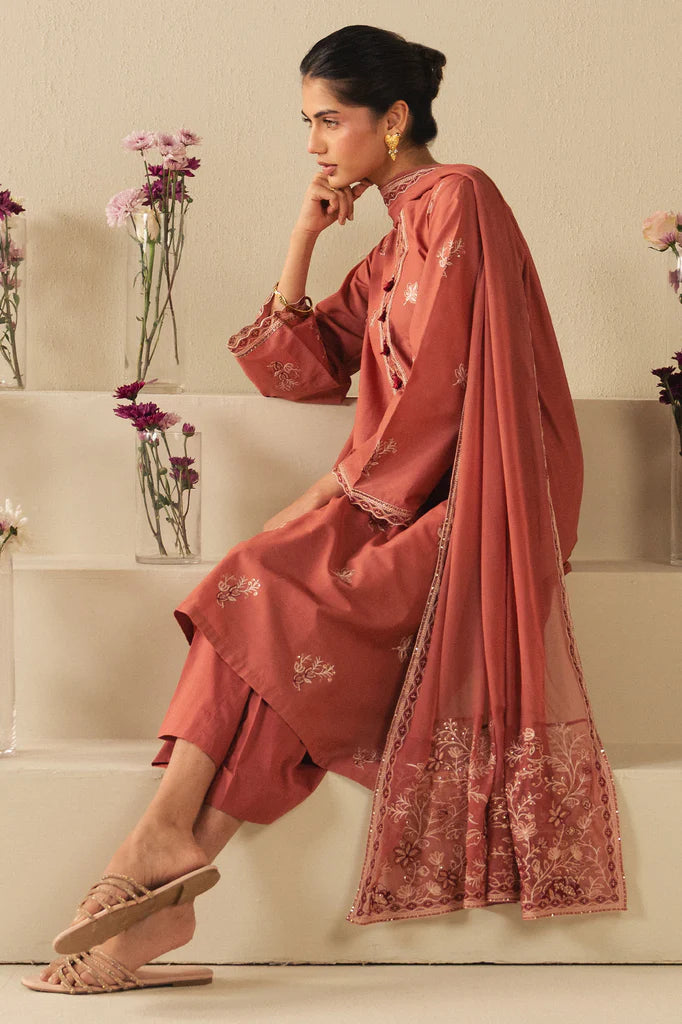 VINTAGE ROSE-2PC (SHIRT & DUPATTA) | EXCLUSIVE PRET | Cross Stitch