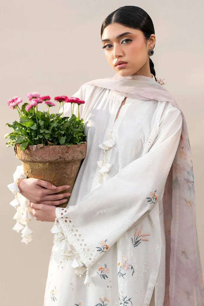 PRISTINE IVORY-3PC EMBROIDERED LAWN SUIT | Cross Stitch