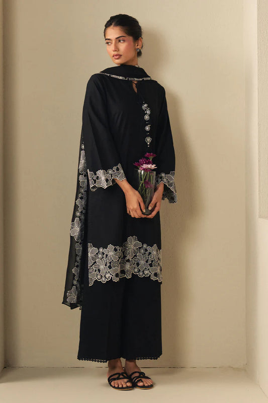 LUXE NOIR-2PC (SHIRT & DUPATTA) | EXCLUSIVE PRET | Cross Stitch