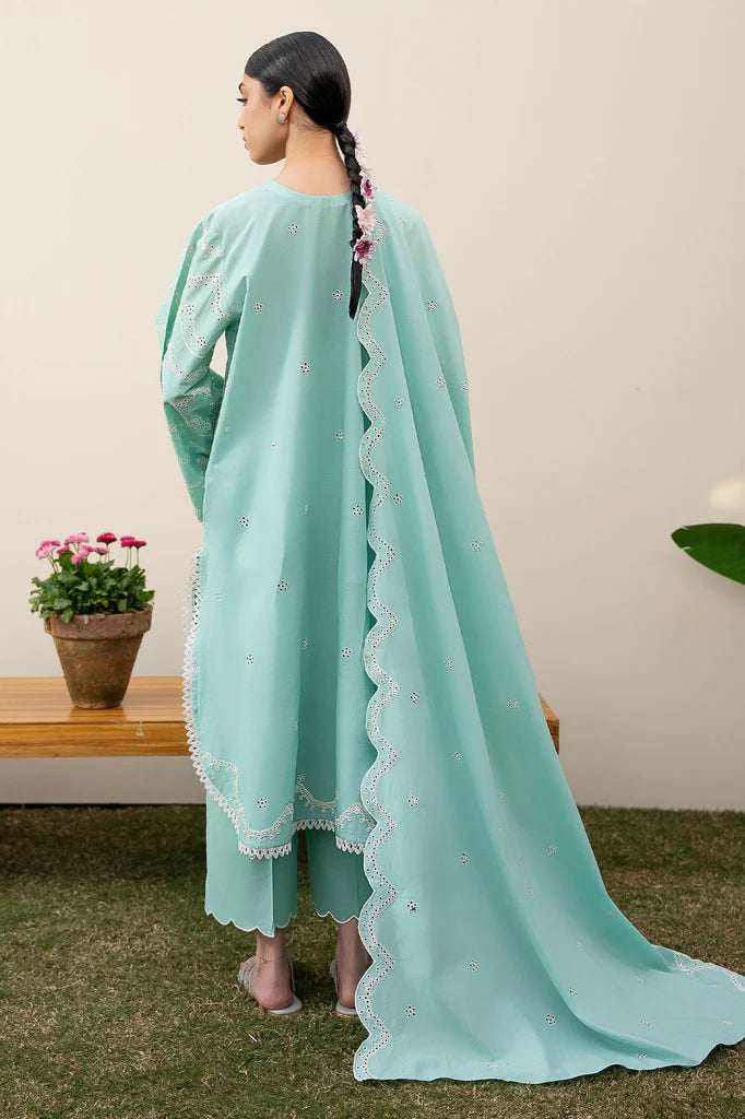 NEO MINT-3PC EMBROIDERED LAWN SUIT | Cross Stitch