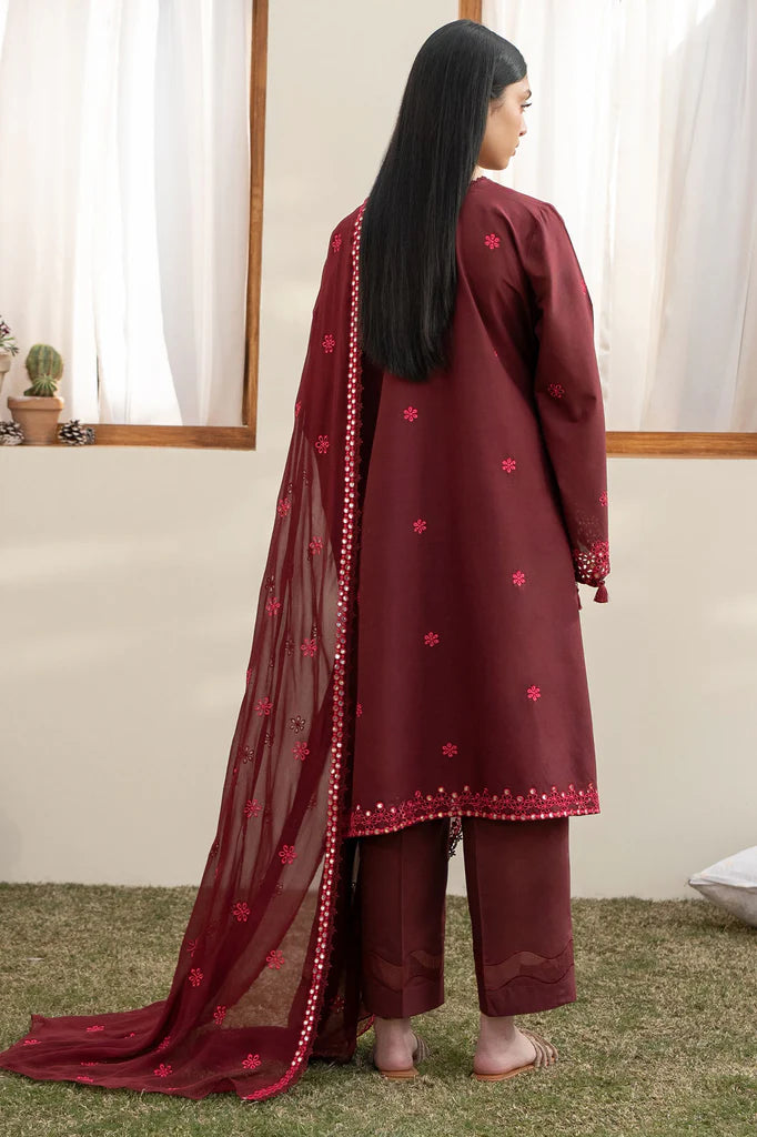 WINDSOR RED-3PC EMBROIDERED LAWN SUIT | Cross Stitch