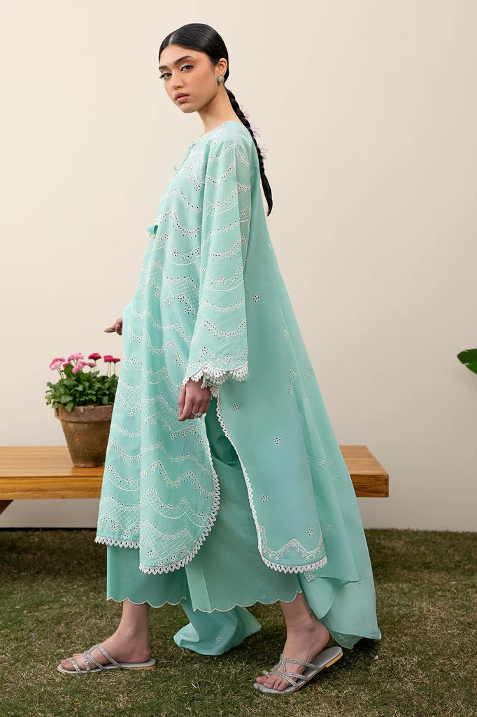NEO MINT-3PC EMBROIDERED LAWN SUIT | Cross Stitch