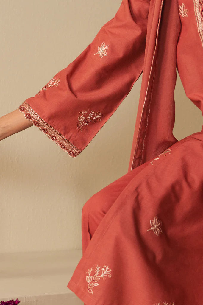 VINTAGE ROSE-2PC (SHIRT & DUPATTA) | EXCLUSIVE PRET | Cross Stitch