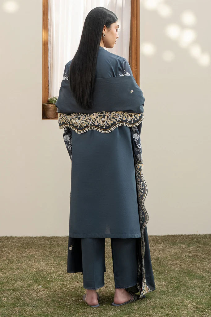 OMBRE BLUE-3PC EMBROIDERED LAWN SUIT | Cross Stitch