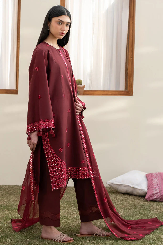 WINDSOR RED-3PC EMBROIDERED LAWN SUIT | Cross Stitch