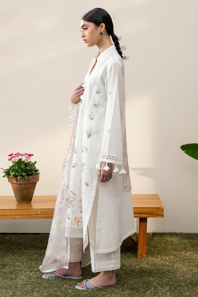 PRISTINE IVORY-3PC EMBROIDERED LAWN SUIT | Cross Stitch
