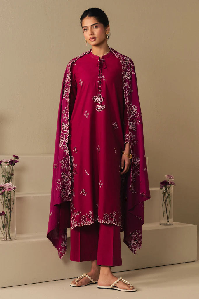 CHERRIES JUBILEE-2PC (SHIRT & DUPATTA) | EXCLUSIVE PRET | Cross Stitch