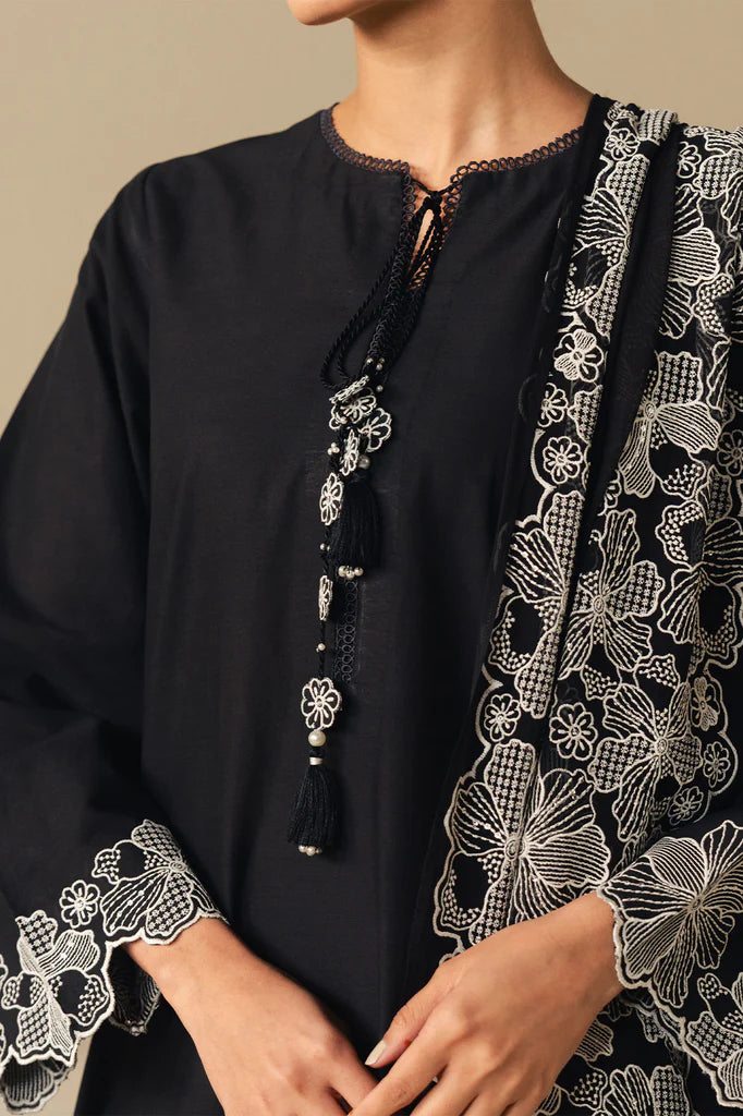 LUXE NOIR-2PC (SHIRT & DUPATTA) | EXCLUSIVE PRET | Cross Stitch