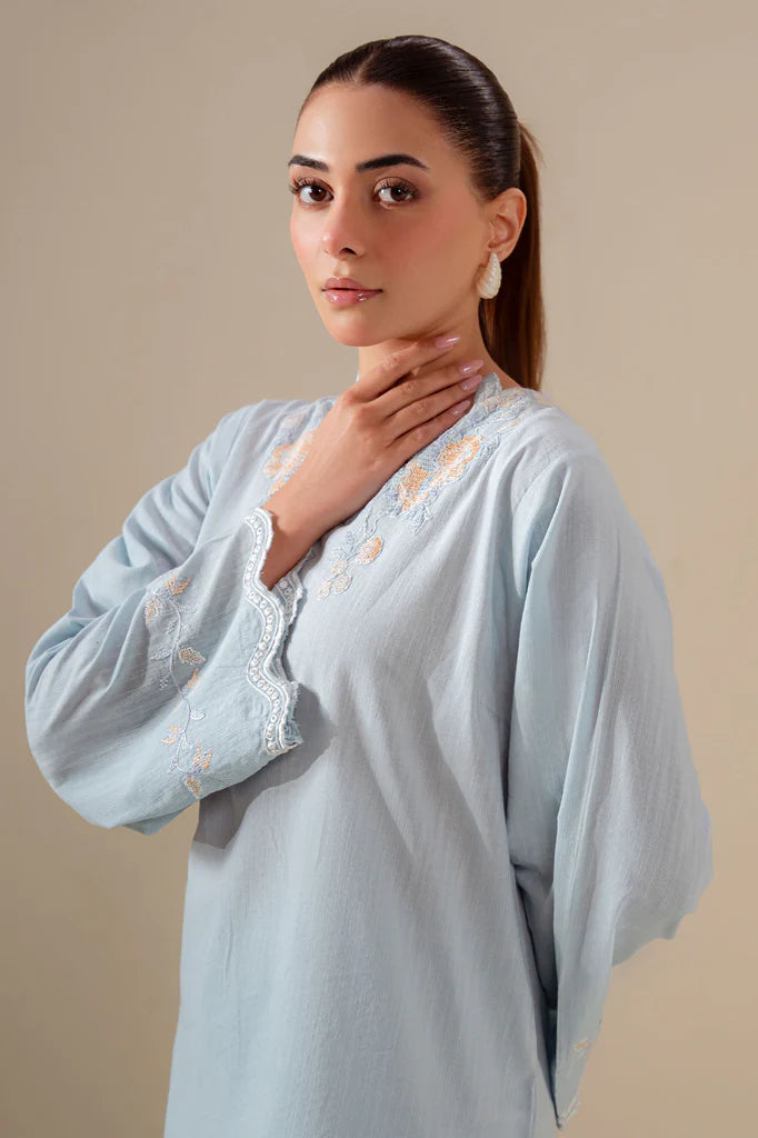 FROST BLUE-2PC (SHIRT & TROUSER) | EXCLUSIVE PRET | Cross Stitch
