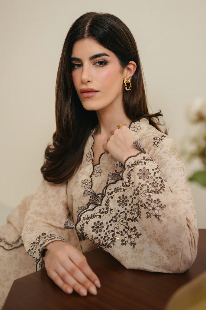IVORY NOIR-3PC EMBROIDERED LAWN SUIT | Cross Stitch