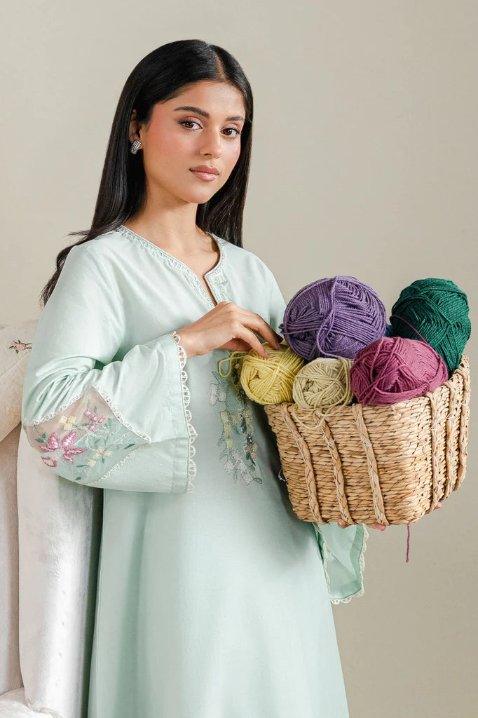 MINT BREEZE-2PC (SHIRT & TROUSER) | EXCLUSIVE PRET | Cross Stitch