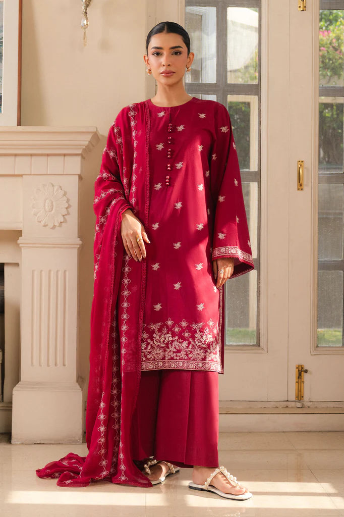 CRIMSON BOUDOIR-2PC (SHIRT & DUPATTA) | EXCLUSIVE PRET | Cross Stitch