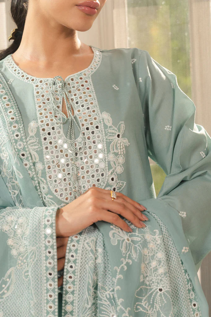 NILE BLUE-2PC (SHIRT & DUPATTA) | EXCLUSIVE PRET | Cross Stitch