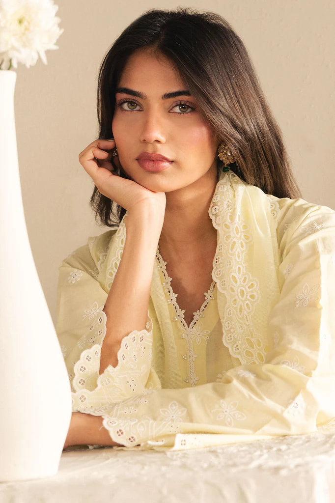 PASTEL SUNSHINE-2PC (SHIRT & DUPATTA) | EXCLUSIVE PRET | Cross Stitch