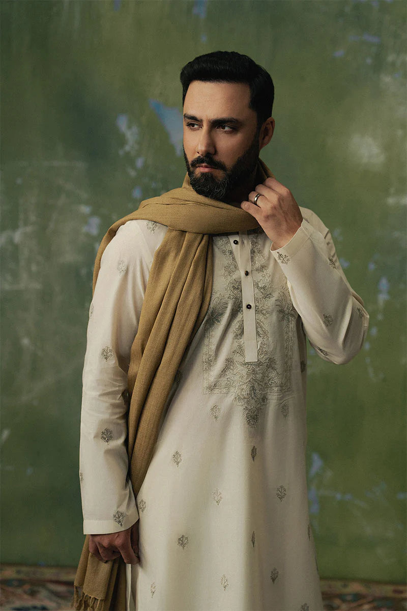 Ivory White Dori Embroidered Kurta Pajama | REPUBLIC MENSWEAR