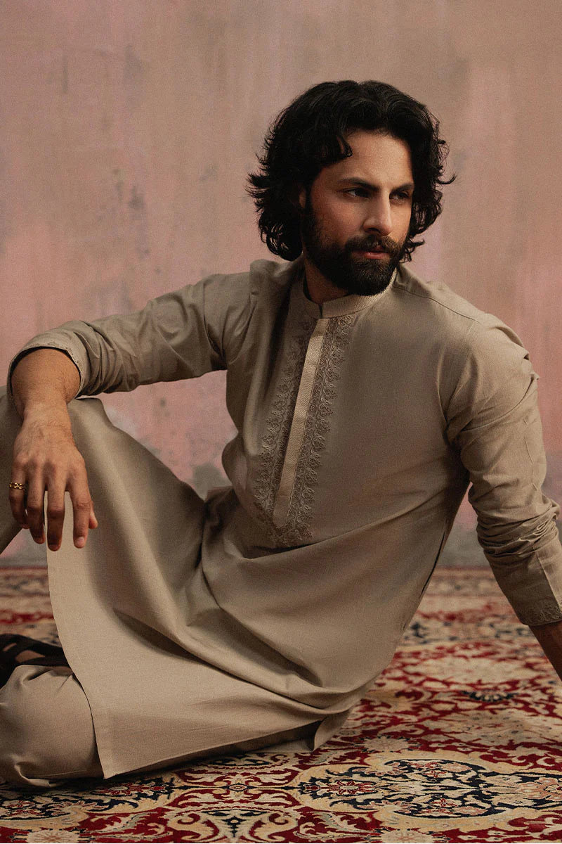 Brown Dori Embroidered Kurta Pajama | REPUBLIC MENSWEAR