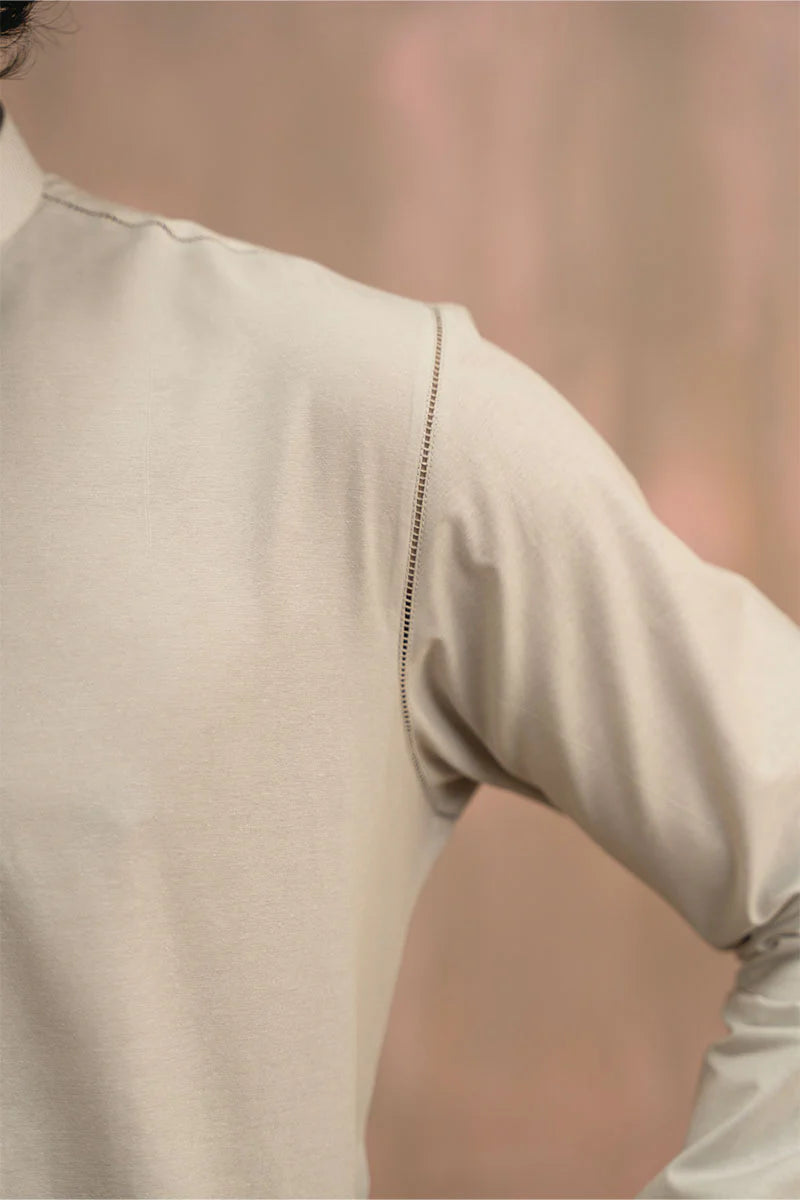 Ice Grey Hand Embroidered Kurta Shalwar | REPUBLIC MENSWEAR