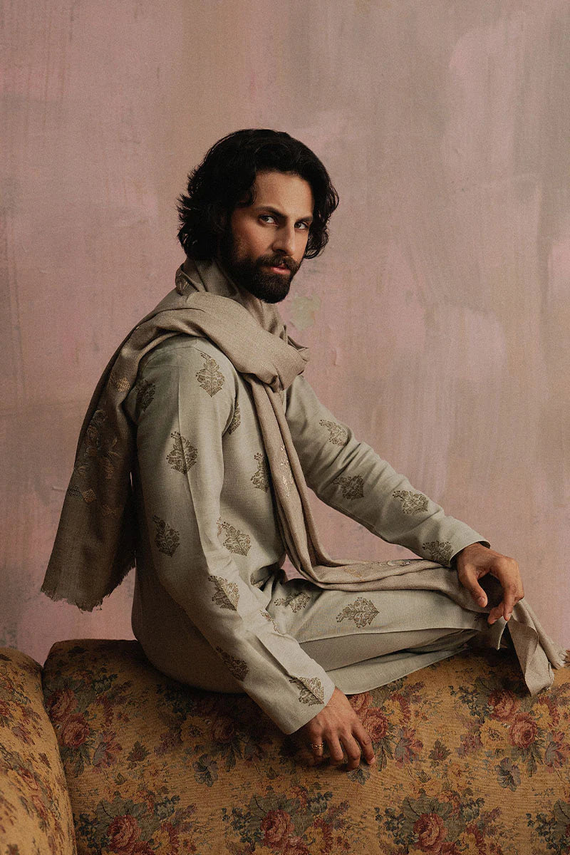 Grey Block Printed Kurta Pajama | REPUBLIC MENSWEAR