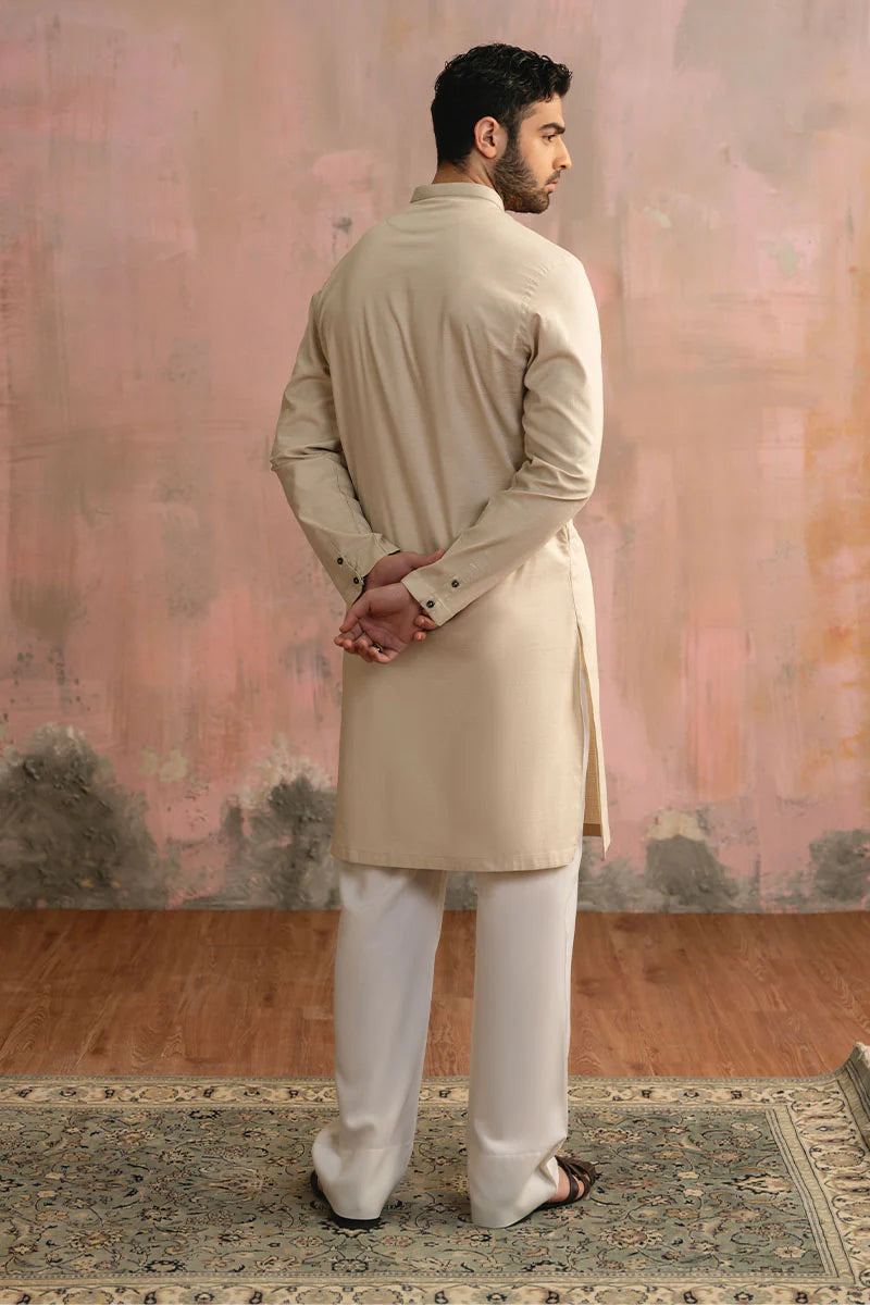 Taupe Beige Cotton Karandi Kurta Pajama | REPUBLIC MENSWEAR