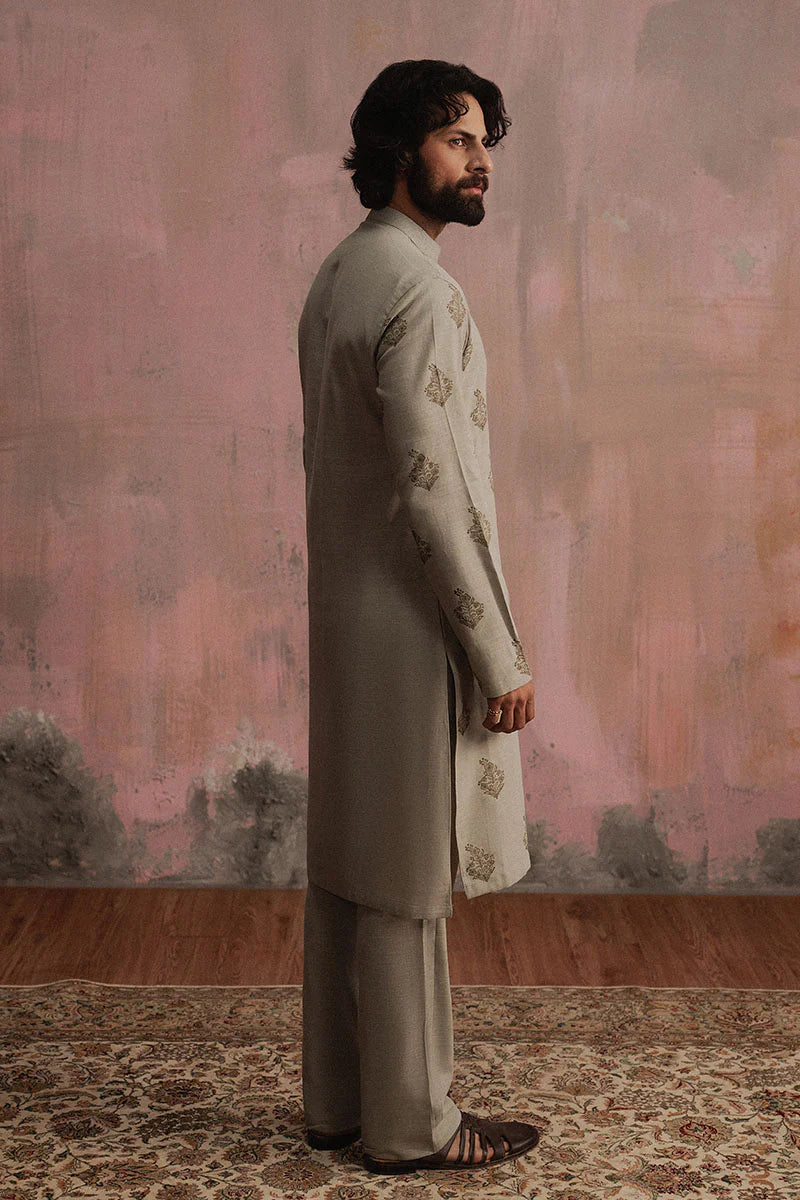 Grey Block Printed Kurta Pajama | REPUBLIC MENSWEAR