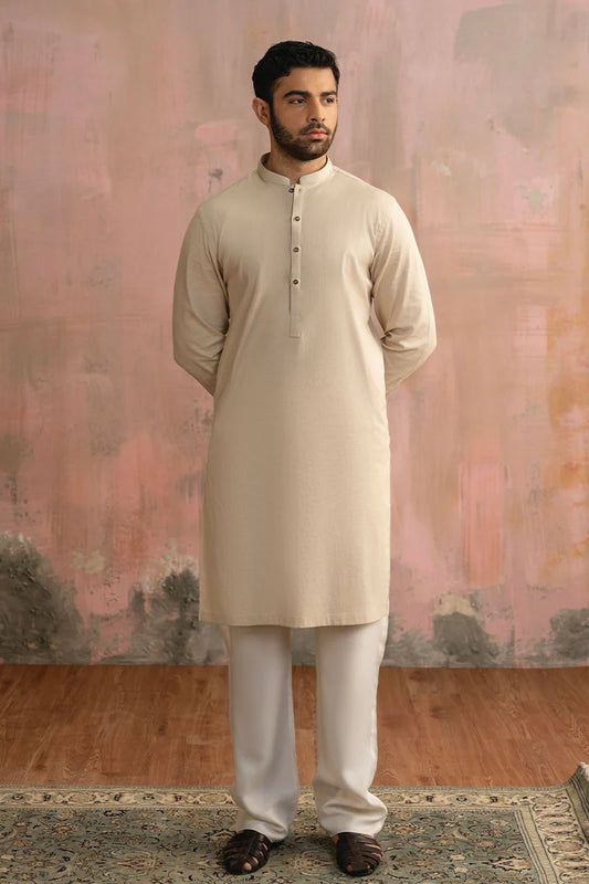 Taupe Beige Cotton Karandi Kurta Pajama | REPUBLIC MENSWEAR