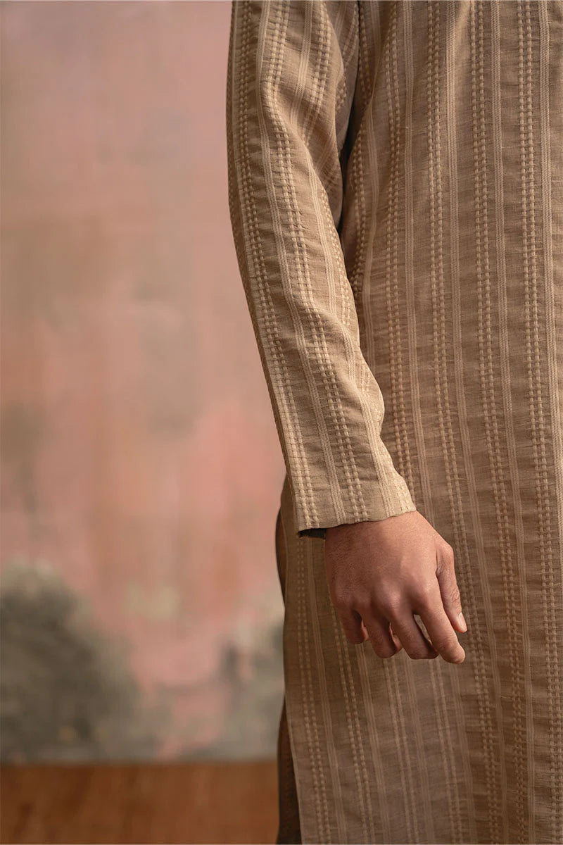 Tan Brown Embroidered Kurta Pajama | REPUBLIC MENSWEAR