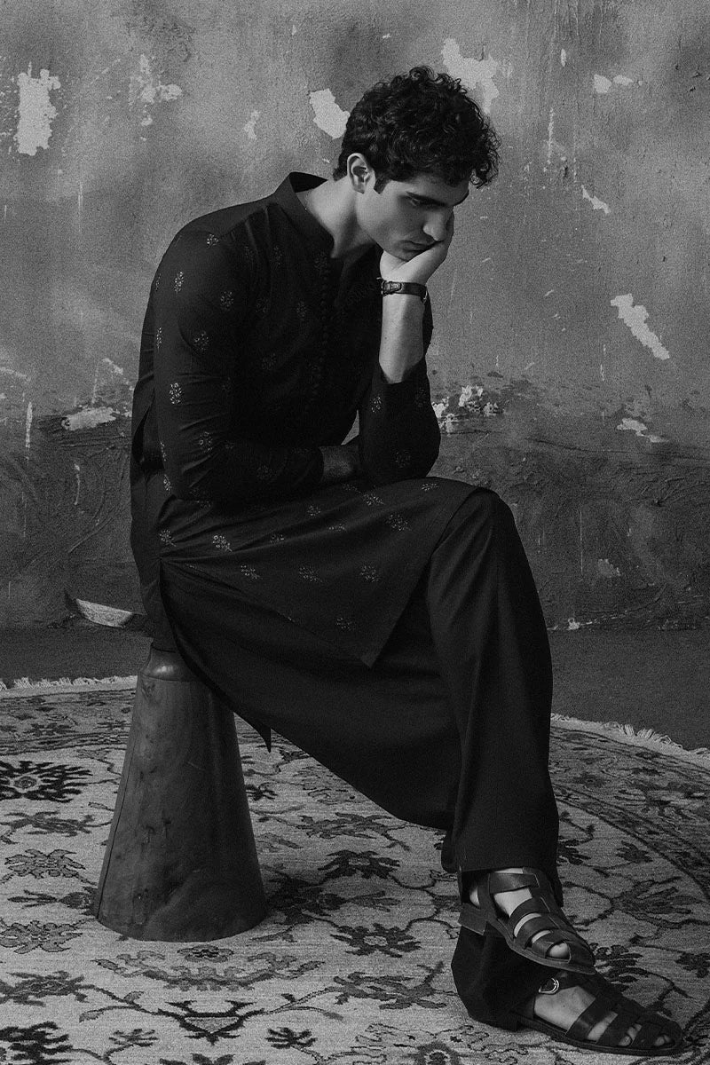 Navy Blue Embroidered Kurta Shalwar | REPUBLIC MENSWEAR