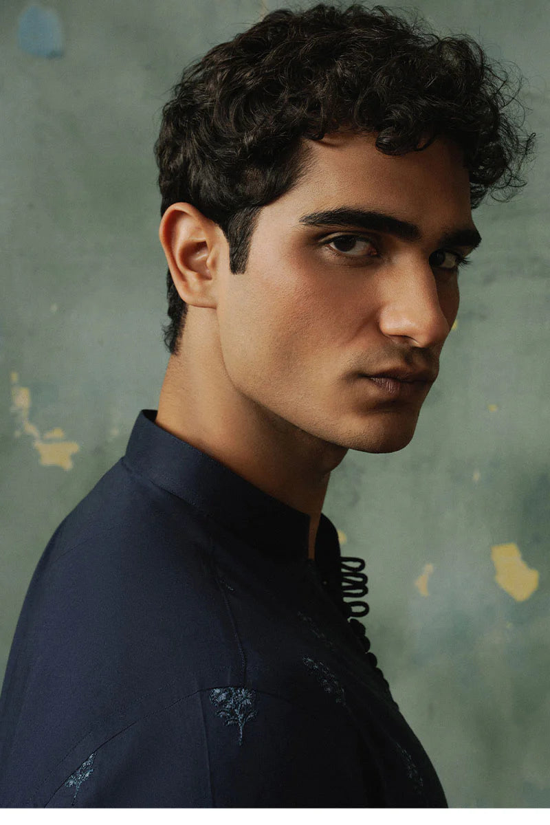 Navy Blue Embroidered Kurta Shalwar | REPUBLIC MENSWEAR