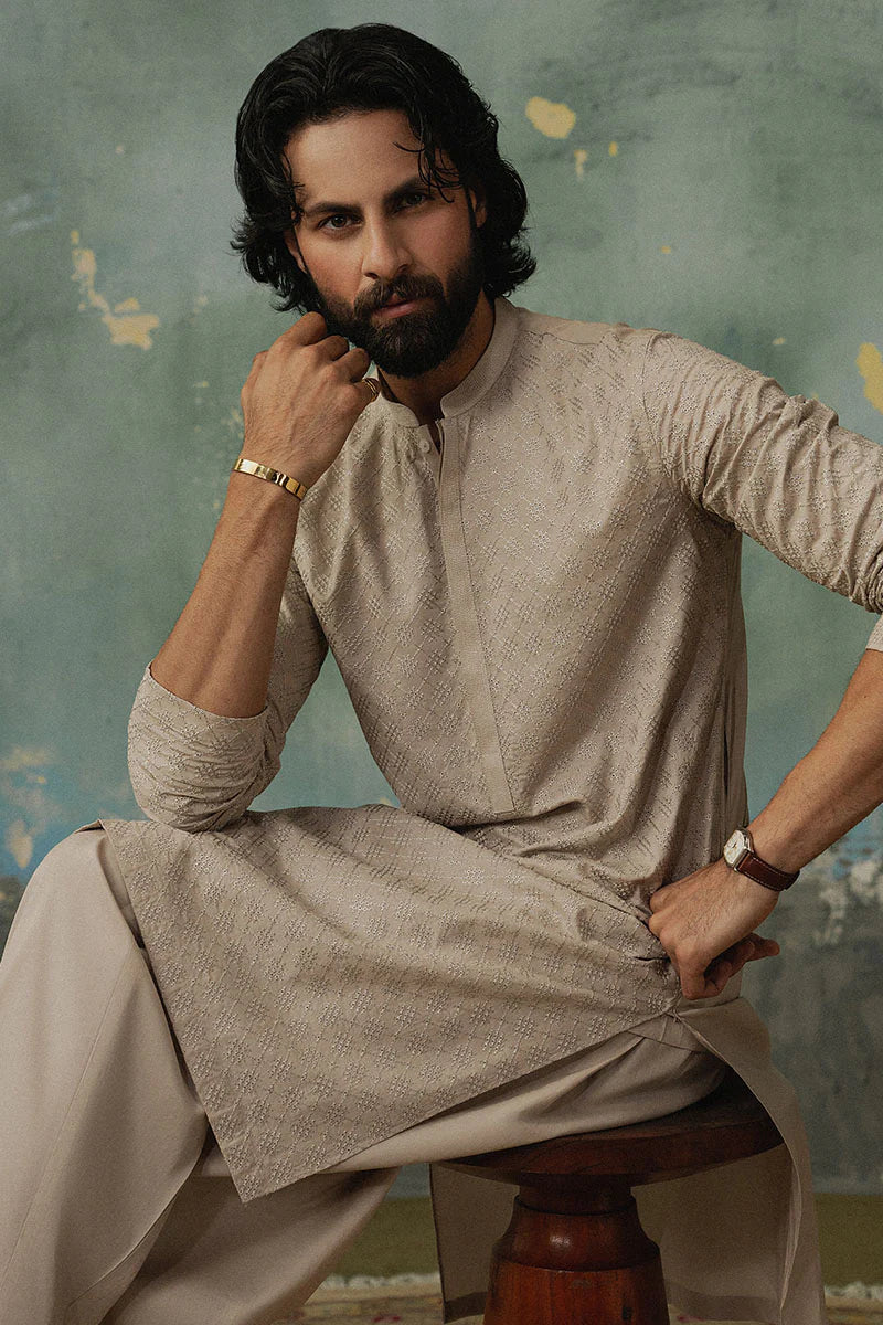 Pastel Pink Embroidered Kurta Shalwar | REPUBLIC MENSWEAR