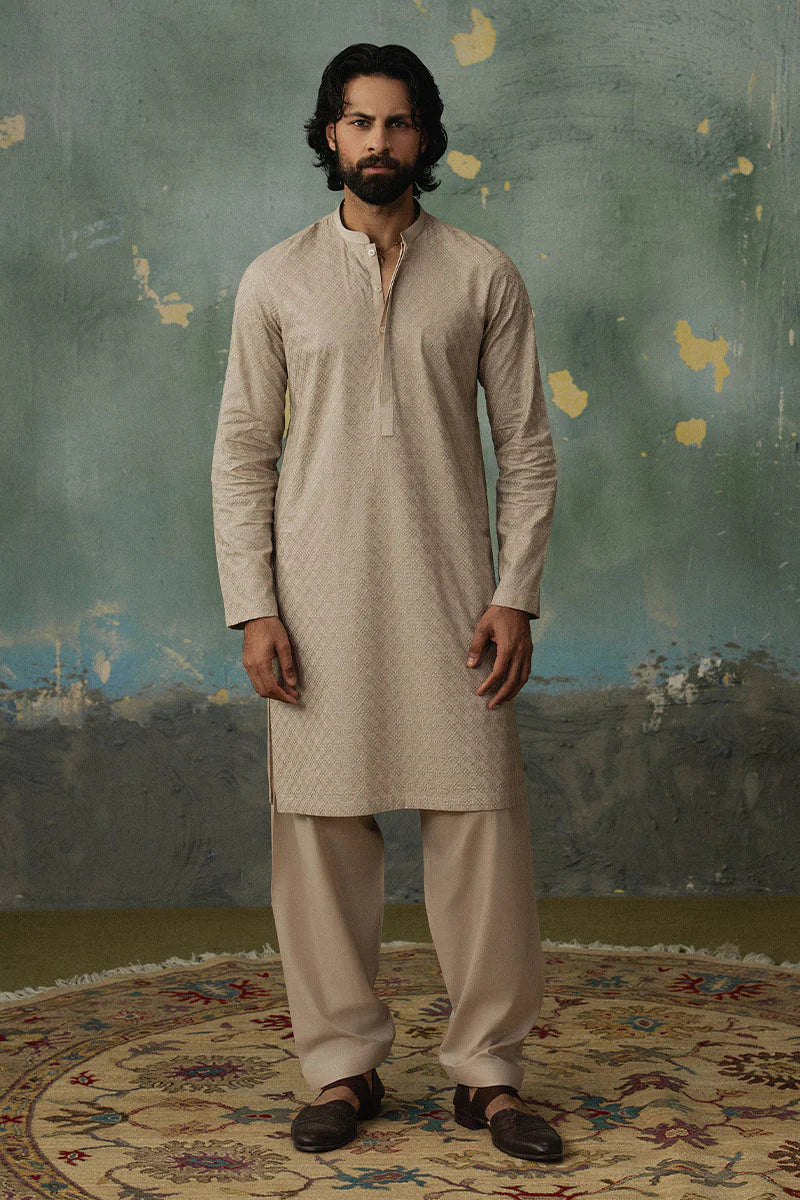 Pastel Pink Embroidered Kurta Shalwar | REPUBLIC MENSWEAR
