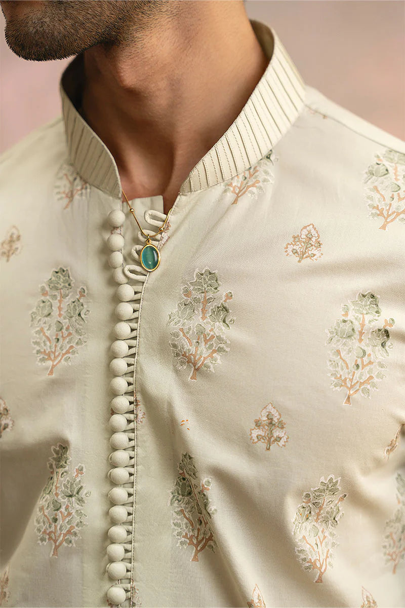 Mint Green Block Printed Kurta Shalwar | REPUBLIC MENSWEAR