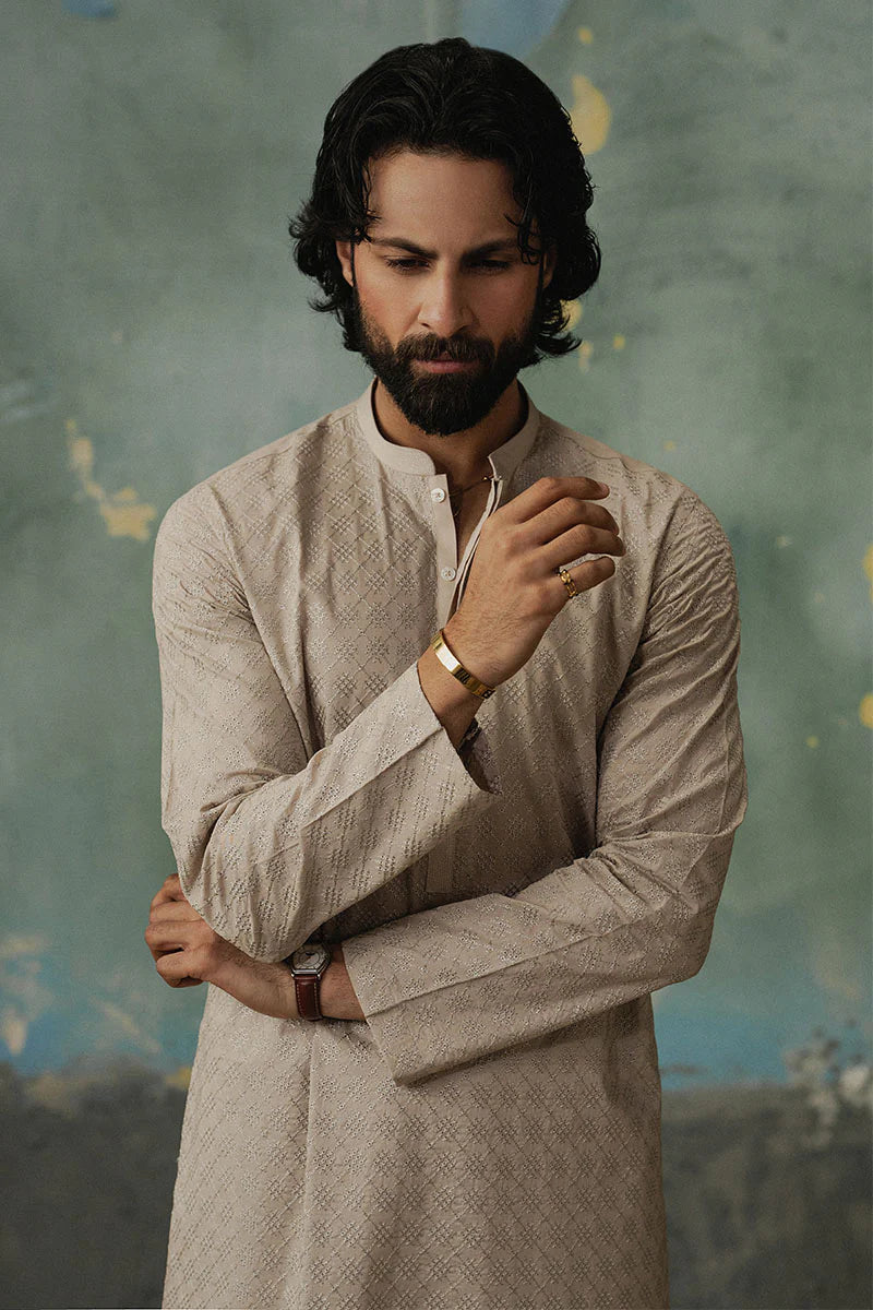 Pastel Pink Embroidered Kurta Shalwar | REPUBLIC MENSWEAR
