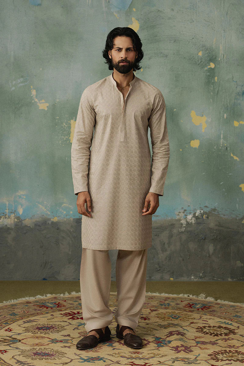 Pastel Pink Embroidered Kurta Shalwar | REPUBLIC MENSWEAR