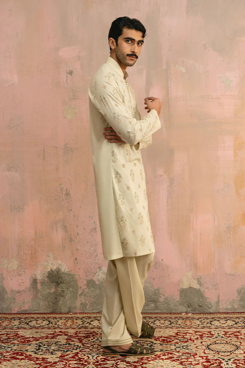 Mint Green Block Printed Kurta Shalwar | REPUBLIC MENSWEAR