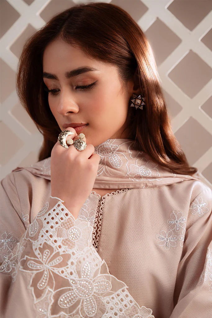 MOCHA VEIL-2PC (SHIRT & DUPATTA) | EXCLUSIVE PRET | Cross Stitch